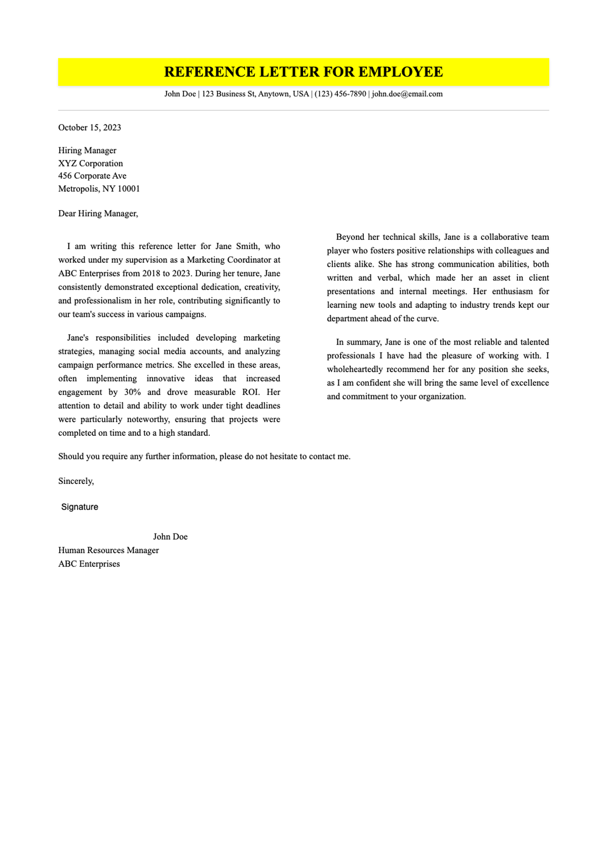 Student recommendation letter for university admission with highlighted title and teacher signature_variant_3